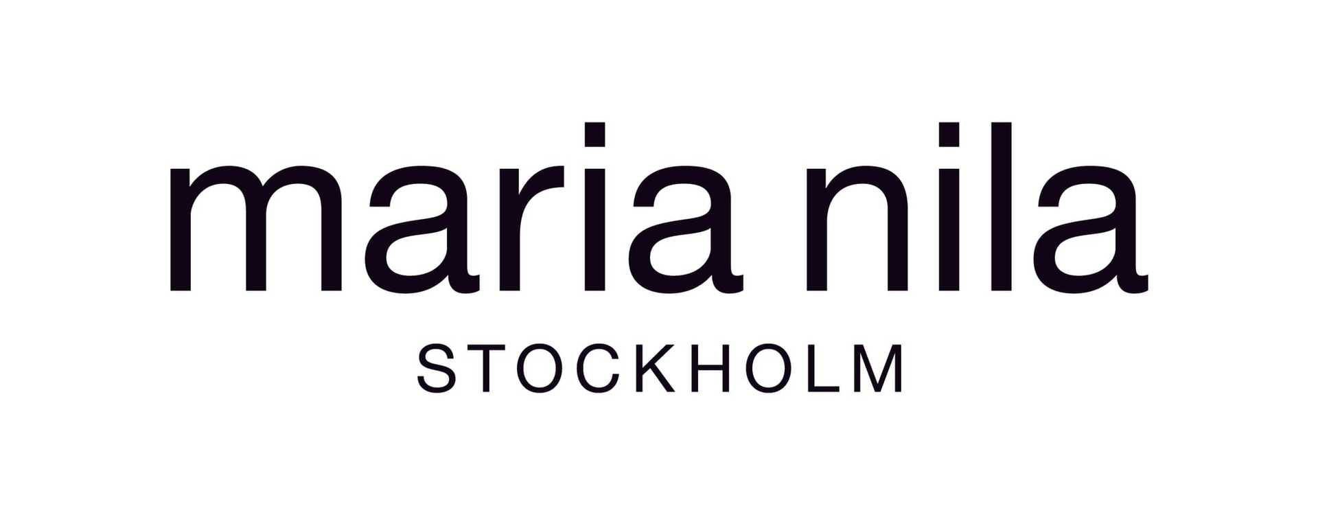 Maria Nila Stockholm logo, black text on a white background.